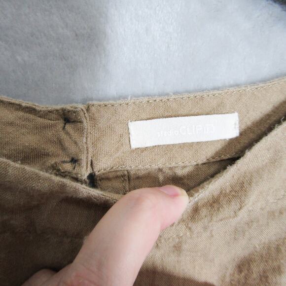 studio CLIP Dress Womens Medium Beige 100% Linen Long Sleeve Button Cuff Pockets - Picture 4 of 12